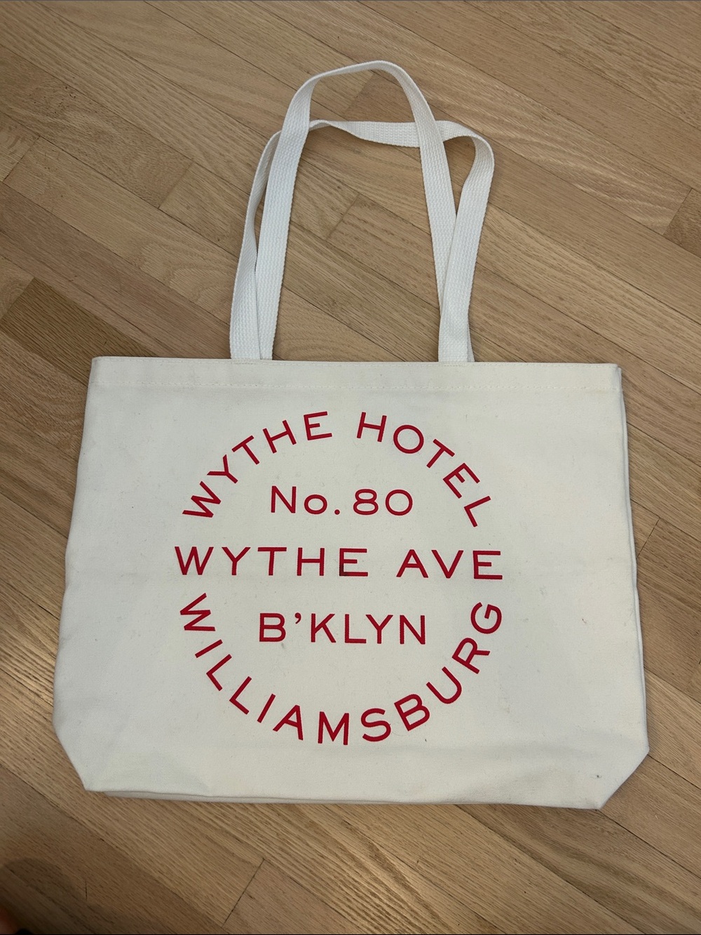 Luxury Wythe Hotel No.80 Williamsburg Canvas Tote - Natural & Red, NWOT